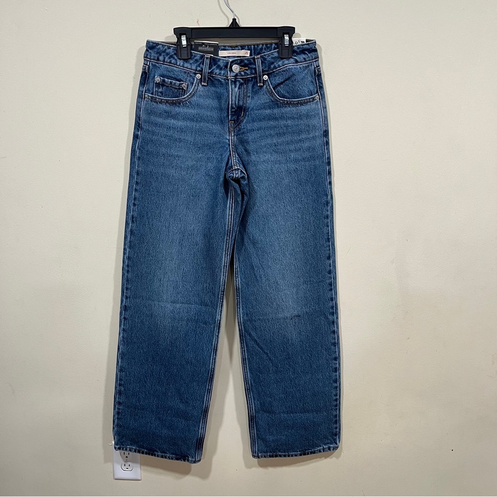 NWT Levi's Ribcage straight jeans in a blue wash low loose low rise size 25X32 - Picture 1 of 8